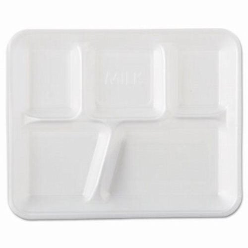 9680 GENPAK WHITE 5  COMPARTMENT FOAM TRAY SCHOOL 