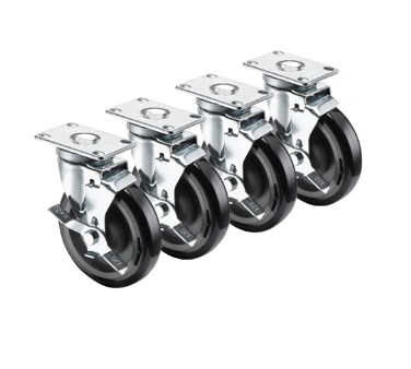 KROWNE 2-3/8&quot; x 3-5/8&quot; PLATE
STYLE CASTERS WITH BRAKE , 5&quot;
SWIVEL