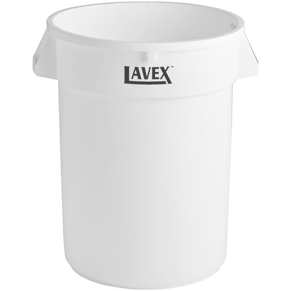 LAVEX ROUND TRASH CAN, 32
GALLON, WHITE