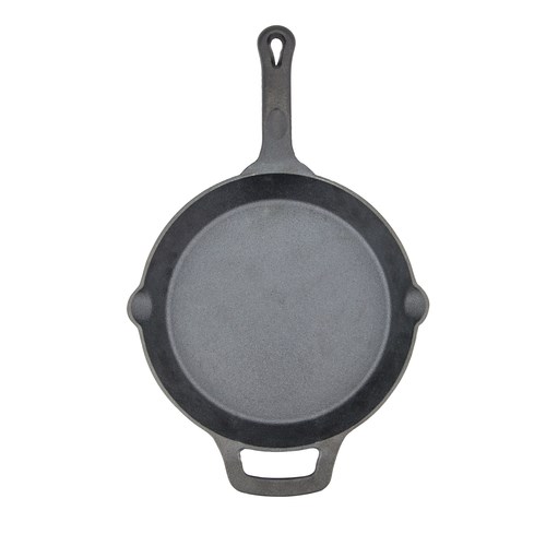 WINCO FIREIRON 10&quot; SKILLET, 
ROUND, WITH HELPER HANDLE, 
INDUCTION READY, PRE-SEASONED, 
CAST IRON