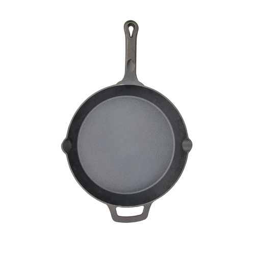 WINCO FIREIRON 12&quot; SKILLET, 
ROUND, WITH HELPER HANDLE, 
INDUCTION READY, PRE-SEASONED, 
CAST IRON