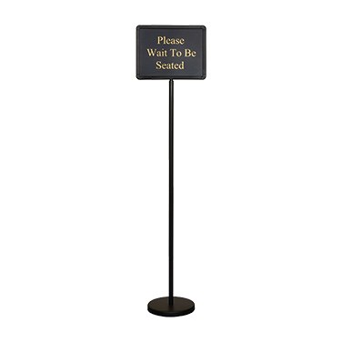 WINCO 60&quot; HOSTESS SIGN STAND,
INCLUDES 15 MESSAGE SIGNS,
POLE AND BASE 