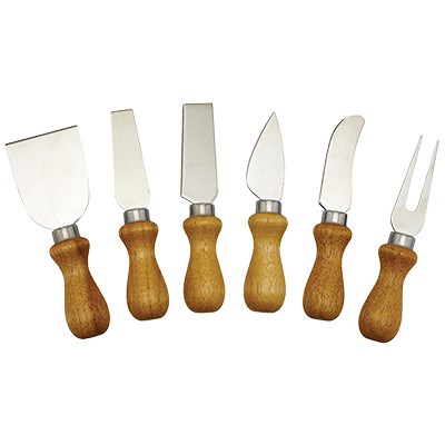 WINCO 6 PC CHEESE KNIFE SET,
WOODEN HANDLES
