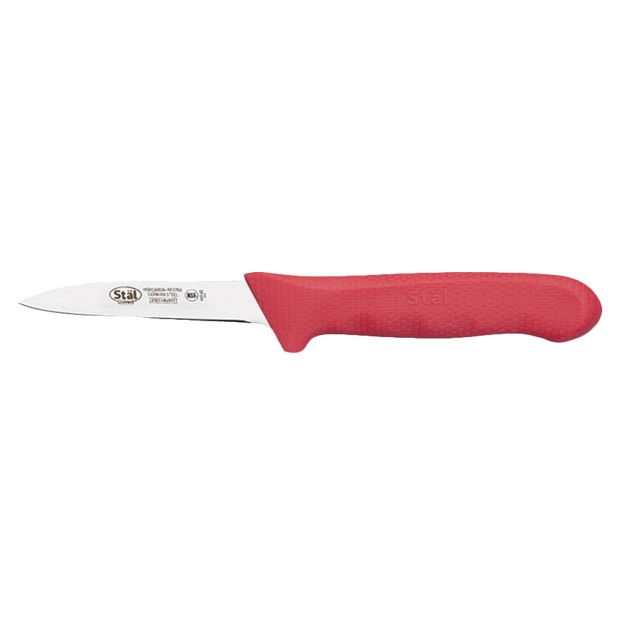 WINCO STAL 3.25&quot; PARING KNIFE, 
RED, 2 PC