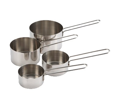 WINCO 4 PC MEASURING CUP SET,
S/S (1/4, 1/3, 1/2, 1 CUP)