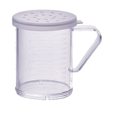 WINCO 10 OZ POLY SHAKER / DREDGE WITH HANDLE, 3 LIDS