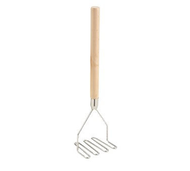 WINCO SQUARE POTATO MASHER
WITH 17-3/4&quot; WOOD HANDLE
