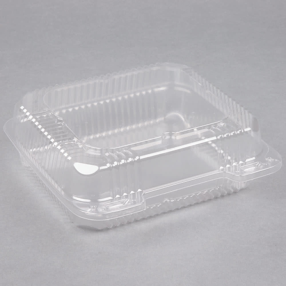 5641 8&quot; 1 COMPARTMENT HINGED
CONTAINER OPS 8&quot; X 8&quot; X 3&quot;,
CLEAR, 250/CS